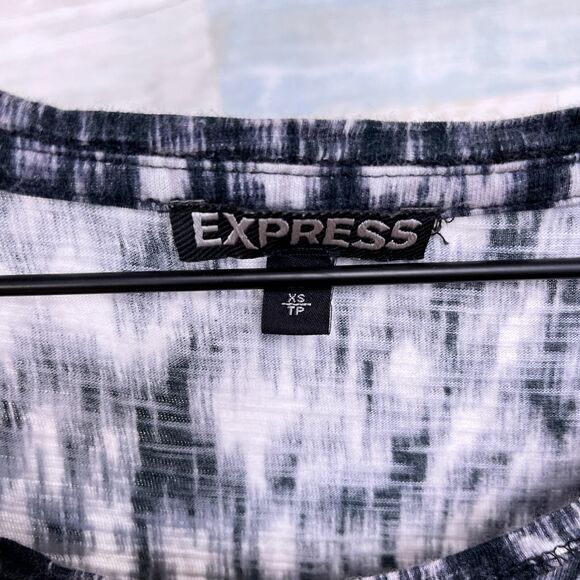 Express Side Ruched Bodycon T Shirt Dress Black White Print Casual Womens XS - Picture 6 of 7